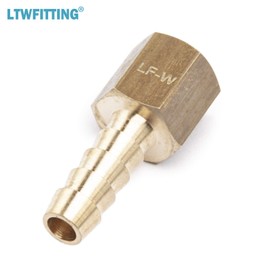 LTWFITTING No Lead Brass Fitting Coupler/Adapter 1/4" Hose Barb x 1/8" Female NPT Fuel Gas Water (Pack of 5)