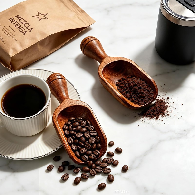 Komforbaa 3PCS Wooden Coffee Scoop, Natural Mini Measuring Spoon for