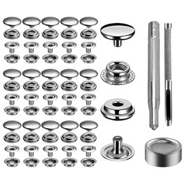 240 Pieces Stainless Steel Snap Fastener Kit, BetterJonny 15mm Snap Button Press Stud Cap with 3 Setting Tools Storage Box for Marine Boat Canvas Bag Leather DIY Craft Silver