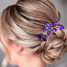 Bohend Rhinestone Hair Comb Crystal Hair Pieces Bridal Wedding Hair Accessories for Women and Girls (A-Purple)