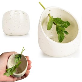 Ceramic Herb Stripper Bowl and Pill Crusher Set, Small Handmade, Multi-Size Holes for Leaves and Stems