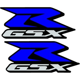 Pure Print Cut GSXR Suzuki Sticker Set - Weatherproof & High Quality - 12 x 5 cm - For Motorcycle & Helmet - Colours Red White Blue Yellow Green - 2 Pieces (Blue)