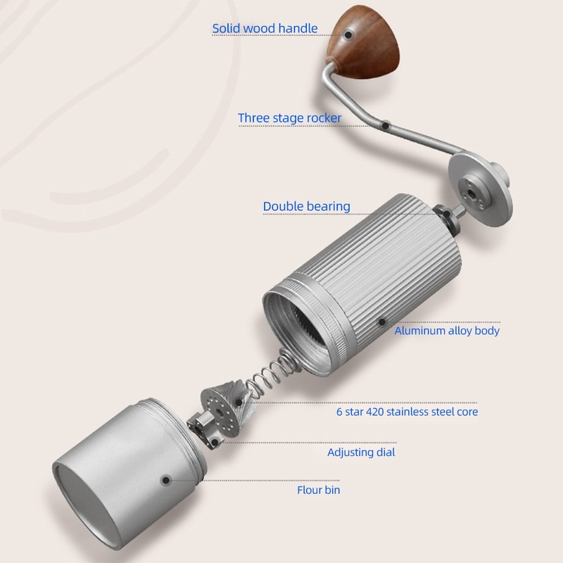 Manual Coffee Grinder - Stepless Adjustable Settings Portable Hand Coffee
