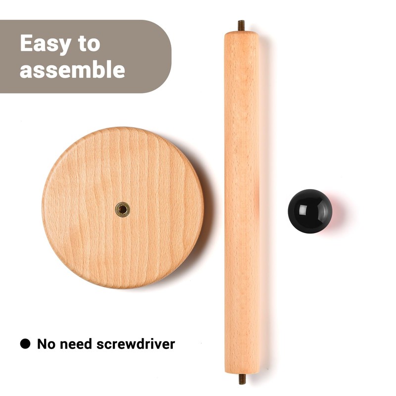 Paper Towel Holder, Wooden Kitchen Roll Stand (Black Ball)
