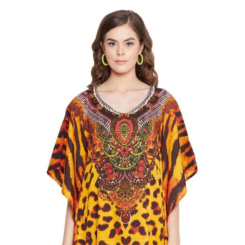 Oussum Women Floral Kaftan Plus Size Caftan Dress Long Tunic