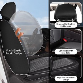YORKNEIC Leather Seat Covers for Honda CRV CR-V 2015-2024 2025: Waterproof Car Seat Covers Front Set Stylish Automotive Seat Protectors (2 Front Set, Black & Grey)
