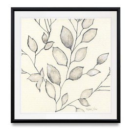 Renditions Gallery Whispering Leaves II Abstract Artwork Black White Floral Canvas Prints Art Framed Giclee Home Wall Decor Painting (PF027-18305-1616BF)