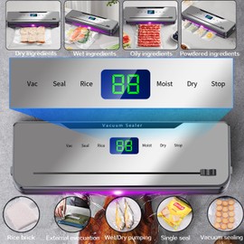 Vacuum Sealer Machine, 6-in-1 Automatic Sealing Food Saver Machine,One Touch Automatic Sealing, Fast-Compact Food Sealer with 10pcs Airtight Bags & External Vacuum Tube，Built-in Cutter(Grey)