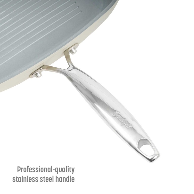 Goodful Ceramic Nonstick 11 Inch Grill Pan, Dishwasher Safe Pots