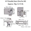 Glass Cabinet Door Locks, 2 Pcs Double Open Zinc Alloy