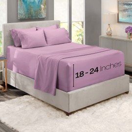 Hearth & Harbor Extra Deep Pocket Sheets - Fits Mattress 18-24 Inches Deep - Extra Deep Pocket Twin XL Sheets Sets - 4 Piece Twin XL Size Sheets - Twin XL Sheets Deep Pocket - Lavender Dream Sheets