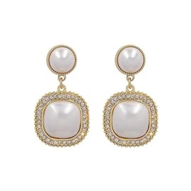 Pearl Drop Earrings for Women Gold Plated Pearl Drop Dangle Lightweight Earrings Jewelry for Women
