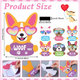 Copkim 30 Sets Valentine's Day Craft Kit for Kids DIY Valentine Iridescent Cool Dog Magnet Make Your Own Valentine Dog Craft for Valentine's Day Home Classroom Party Favor Game Activities
