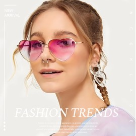 EIYVPRA Pack of 2 Heart Sunglasses, Festival Outfit Women's Heart Glasses, Wineliness Hippie Glasses, Glasses for Children, Men, Women, 60s, 70s, 80s, 90s Party, Hippie Chic, Dress Accessories