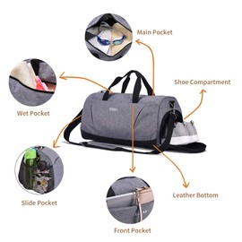 Gym Bag with Shoes Compartment and Wet Pocket,Sports Duffel Bag for Yoga/Swim,Travel Duffle Bag for Men and Women