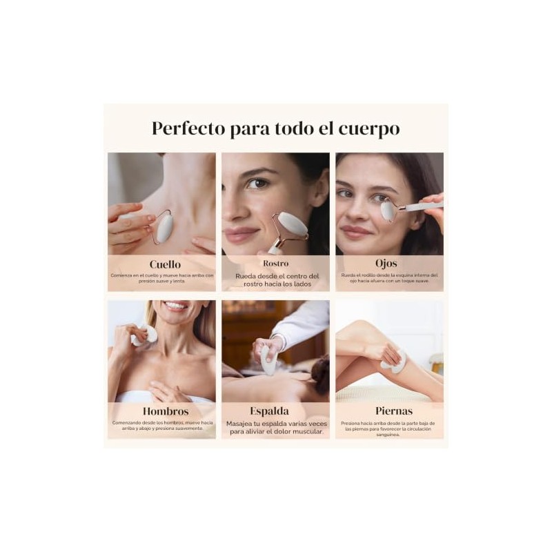 BAIMEI Face Roller & Gua Sha Set, Jade Facial Roller