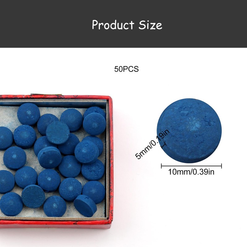 Luckious 50 Pieces 10mm Blue Diamond Pool Cue Tips -