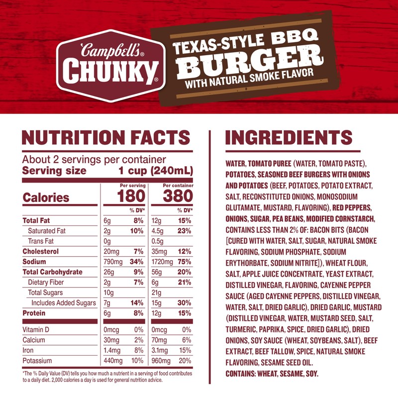 Campbell's Chunky Texas-Style BBQ Burger with Natural Smoke Flavor Soup,