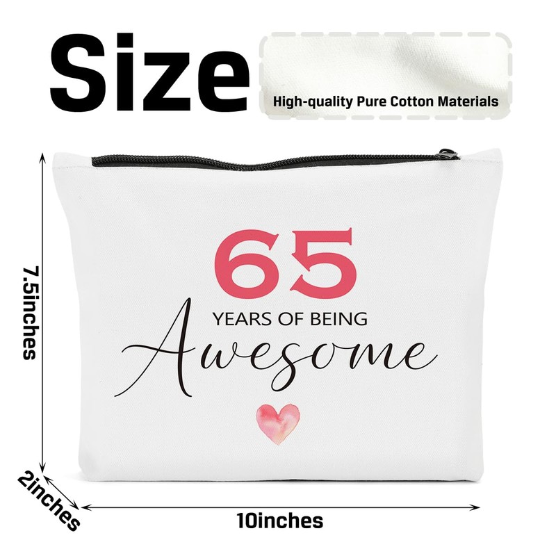 FBCCZEY Funny 65th Birthday Gifts for Women Makeup Bag, Happy