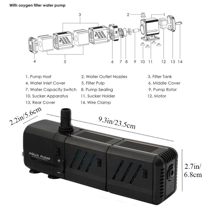 MQ 400GPH Submersible Water Pump (1500L/H, 15W) with Filters and