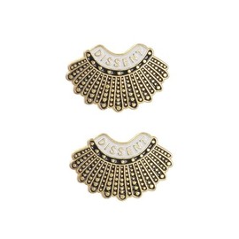 2PCS Gold Dissent Pin RBG Enamel Pin Ruth Bader Ginsburg Feminist Pin Female Justice Brooches