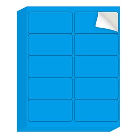 YEGAWEN 8-1/2" x 11" Neon Blue Labels - Fluorescent Labels, Handwritten or Inkjet/Laser Printer, for Efficient Sorting and Organization, Strong Adhesive, 2" x 4", 20 Sheets