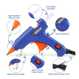ZFYOUNG Mini Hot Glue Gun 10pcs Glue Stick Hot Glue Gun Set For Quick Repair Artist DIY Art Home 20w Blue