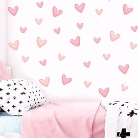 LUTDK Pink Heart Wall Stickers for Girls Room Wall Decal Peel and Stick Vinyl Stickers DIY Cute Decorations for Bedroom Nursery Nursery Living Room 6 Sheets