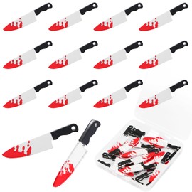CCOZN 12 Pcs Fake Knife Charms, Halloween Pendant Mini Acrylic Knives Beads for Women DIY Jewelry Making Crafting Halloween Charms with Box, 45 x 9mm