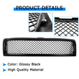 Collect Light Front Bumper Grill Grille for 1994 1995 1996 1997 1998 1999 2000 2001 2002 Dodge Ram 1500 2500 3500 Mesh Hood Front Grille