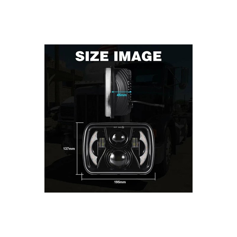 Unbranded DOT Approved Pair 200W 5x7" 7x6 LED Headlights for