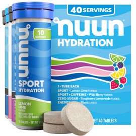 Nuun Hydration Electrolyte Tablets - Sodium, Potassium, Chloride, Calcium, Magnesium, 1g & 0g Sugar Drink Mix | Vegan, Gluten Free, Non-GMO | Complete Pack, Mixed Flavors, 4 Pack (40 Total Servings)