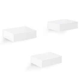 WOLTU Set of 3 Wall Shelves, Gallery Display, Floating Shelf, White, Small, Floating Shelf, Wall Decoration for Living Room, Bedroom, Children's Room, High Gloss, Made of MDF, 10.5 x 7.7 x 3 cm,