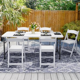 YITAHOME White Folding Chairs Set of 4, Sturdy Resin Folding Chairs with Padded Seat for Extra Comfort (550 lbs), Stackable White Chairs for Events, Weddings, Parties, Picnics, Yoga