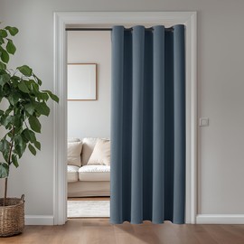 ChrisDowa - Cortinas opacas de 78 pulgadas de largo para recámara, con aislamiento térmico y ojales para oscurecer la habitación (1 panel, color azul piedra, 42 x 78 pulgadas)