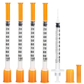 1ml/cc Syringes 29G 1/2" (12.7mm), U-100 Scientific Lab Syringes, Disposable Syringe Individually Wrapped, Pack of 20