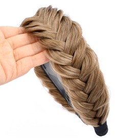 BOBIYA Wide Braided Headband with Teeth Braided Headband with Teeth for Women Braided Hair Headband with Teeth (Dirty Blonde)