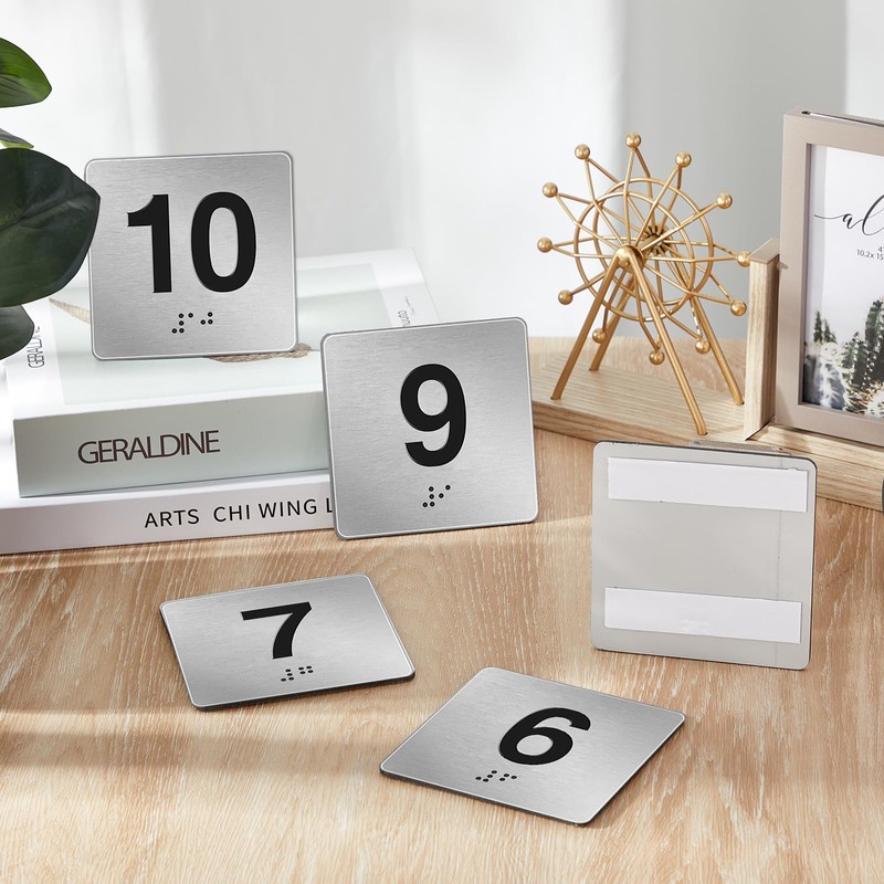 Yaocom Exam Room Sign Numbers 6-10 with Braille and Tactile