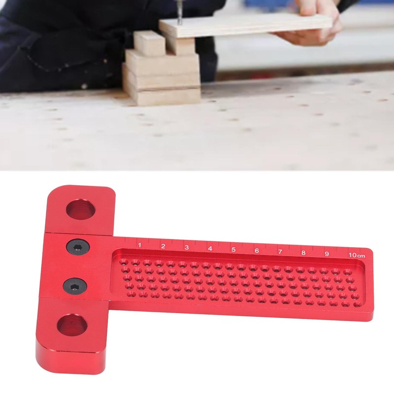 Woodworking Scriber T Square Ruler 100mm Aluminum Alloy Hole Positioning