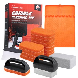 Griddle Cleaning Kit for Blackstone Accessories,Heat-Resistant Silicone Spatula Mat with Hanger,Flat Top Grill Cleaning Kit Set with Grill Cleaner Stone Brick, Griddle Scraper&Scouring Pads