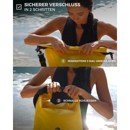 MNT10 Dry Bag with Carry Strap I Dry Bags Waterproof in 10 L or 20 L I Waterproof Bag for Travel, Outdoor and Camping I Duffel Bag Robust and Durable, Yellow, Pack sack