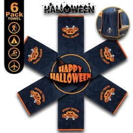 Songwol Thick Coral Fleece Halloween Embroidered Towel (6-Pack) - Soft & Absorbent 34*74/Ghost