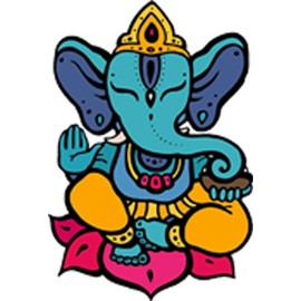 Cute Pretty Spiritual Religious Hindu God Ganesha Cartoon Vinyl Decal Sticker (4" Tall)