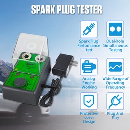 Upgraded Spark Plug Tester Dual Holes 0~6000rpm Adjustable,14/16MM Spark Tester Automotive with Protective Cover,Plug and Play Engine Ignition Analyzer Automotive Tools,for All 12V Gasoline Vehicles