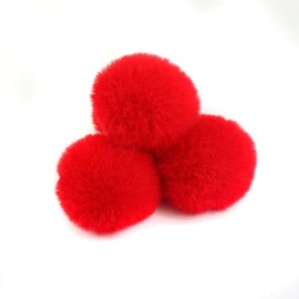 Pack of 20 4 cm Pompoms Faux Fur Bobble Coloured Fur Balls with Elastic Loop for DIY Crafts Christmas Decoration Table Decoration Birthday Decoration Clothing Accessories, Red