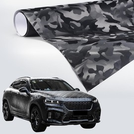 AuMoHall Black Camouflage Pattern Car Vinyl Wrap Roll Black DIY Car Protective Film Air Release Film Sheet, 59.84" x 19.68"