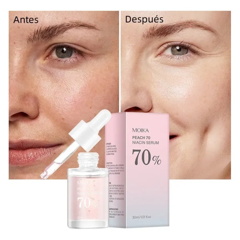 Peach Suero Facial Niacinamida 70% Hidratante Iluminador 30ml Coreano