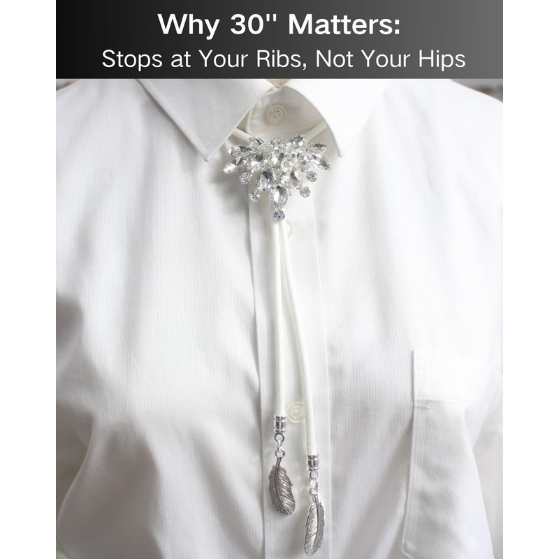 PEARLY JUN Bolo Tie for Men Women Rhinestone Silver Flower