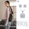 MicLee Square Zirconia Necklace Pendant and Earrings Hoops for Women