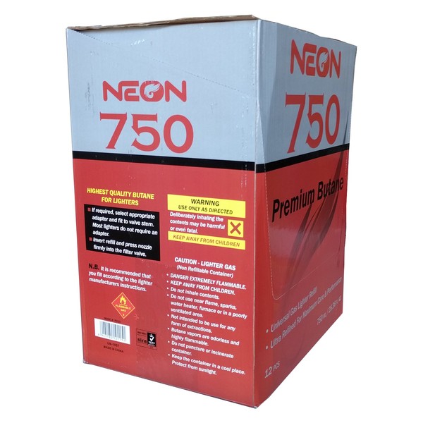 Neon Butane - 11x Ultra Refined 750ml Universal Gas Lighter Refill - Near Zero Impurity - 4 Cans